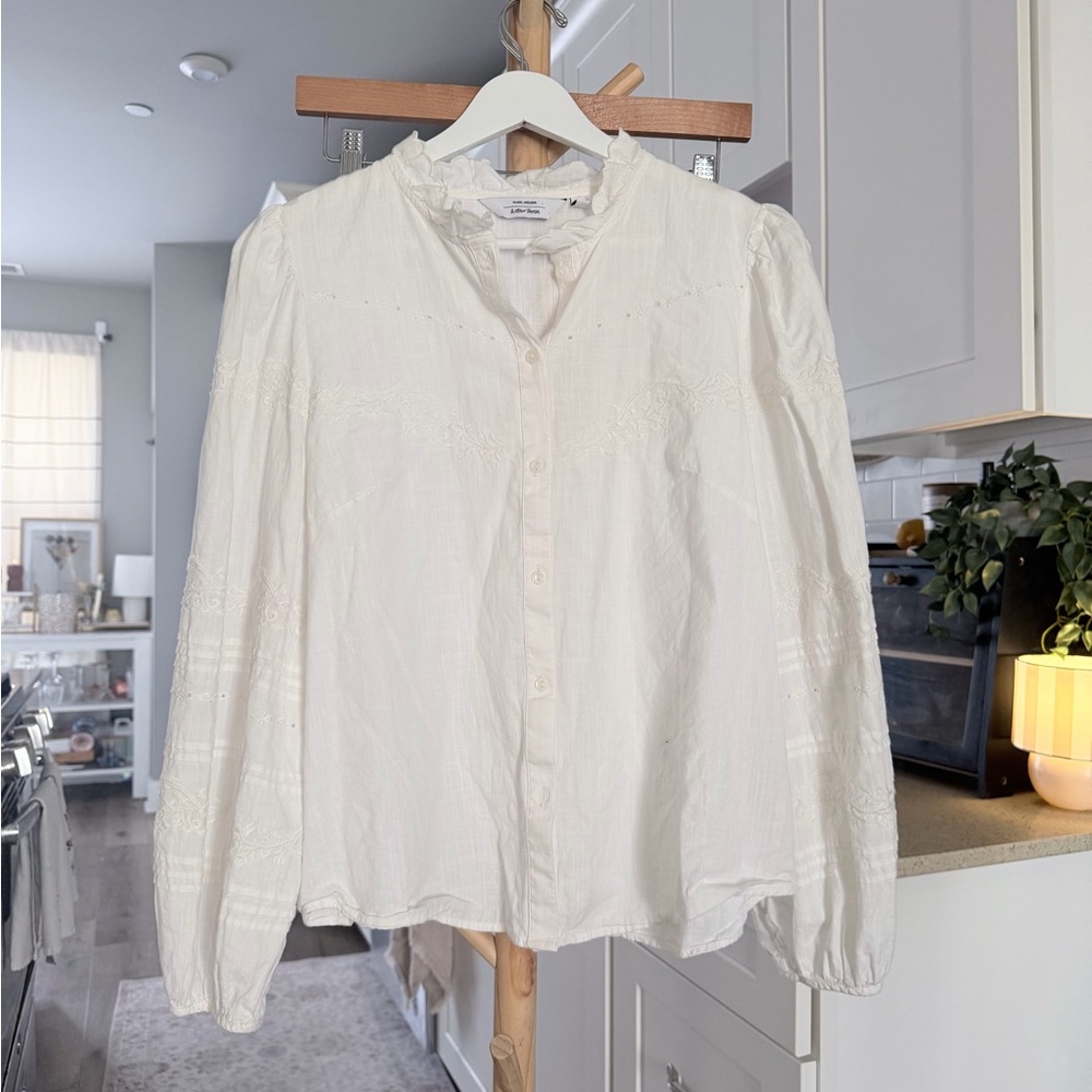 & Other Stories Embroidered Puff Sleeve Blouse - Picture 7 of 8
